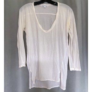 Standard James Perse Sheer White Long Sleeve Top